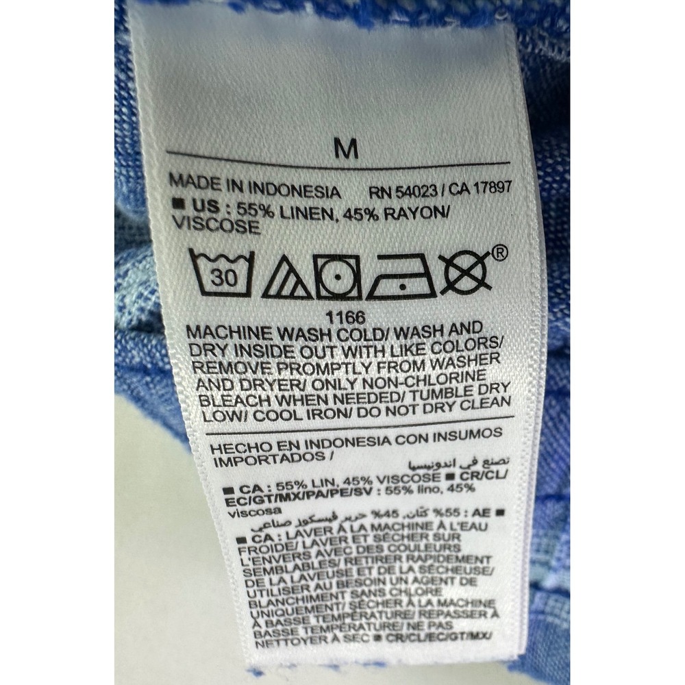 Old Navy High Waisted Linen Blend Striped Wide Leg Beach Pants Blue White Medium - Picture 3 of 8